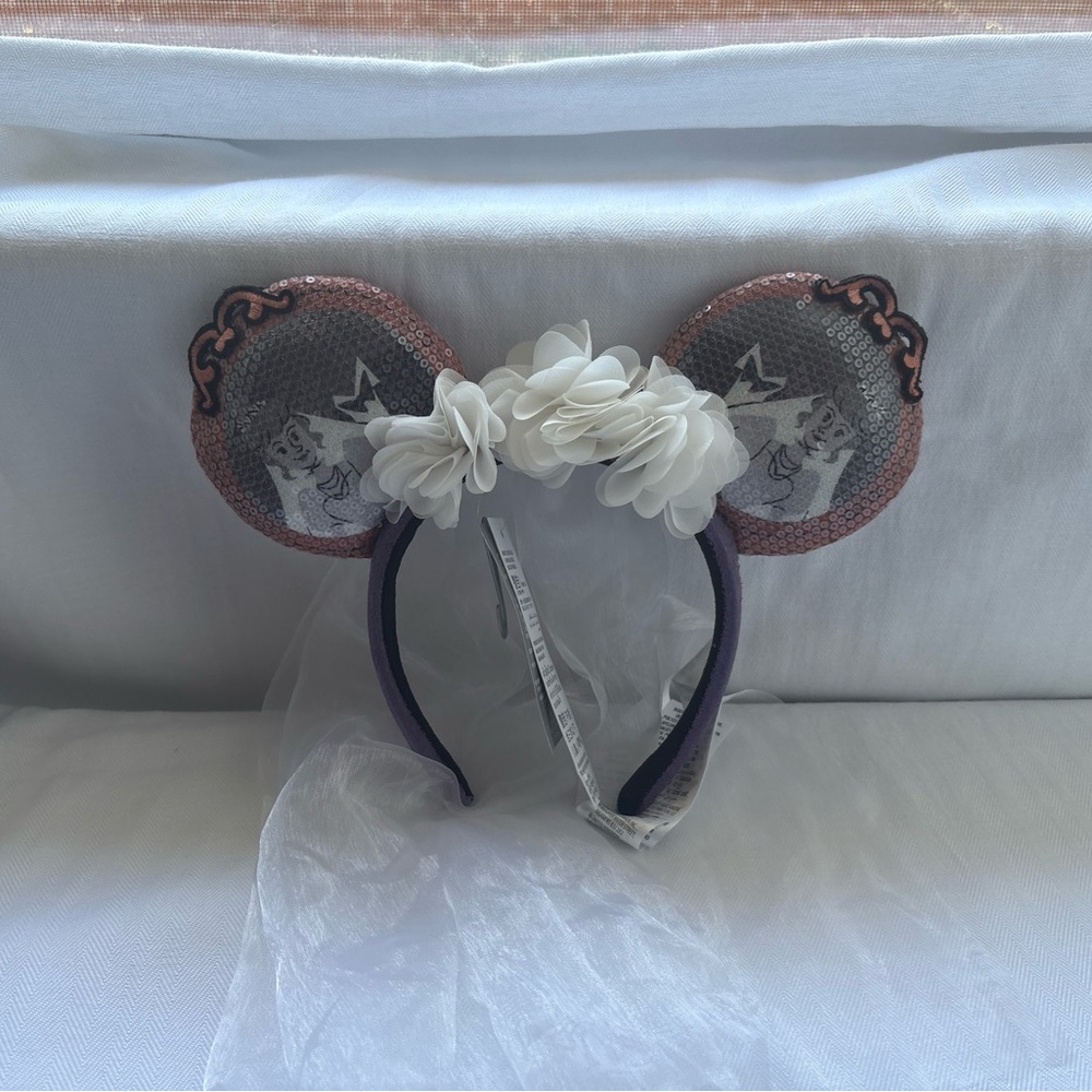 Disney Pink and Gray Floral Mouse Ear Headband